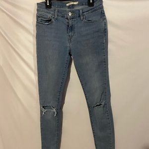 Levi’s 710 Super Skinny Light Blue Ripped Jeans